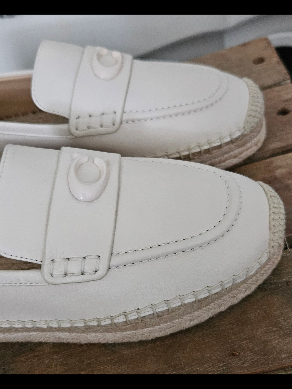 Coach Cream Espadrille Loafers with Signature C. Size: 6.5 - Picture 14 of 16